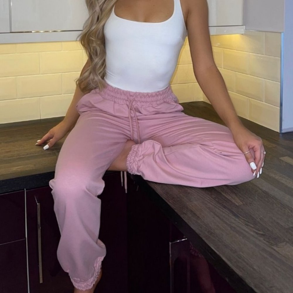 Pink High Waist Loose Fit Joggers Jogger Pants - Picture 6 of 10